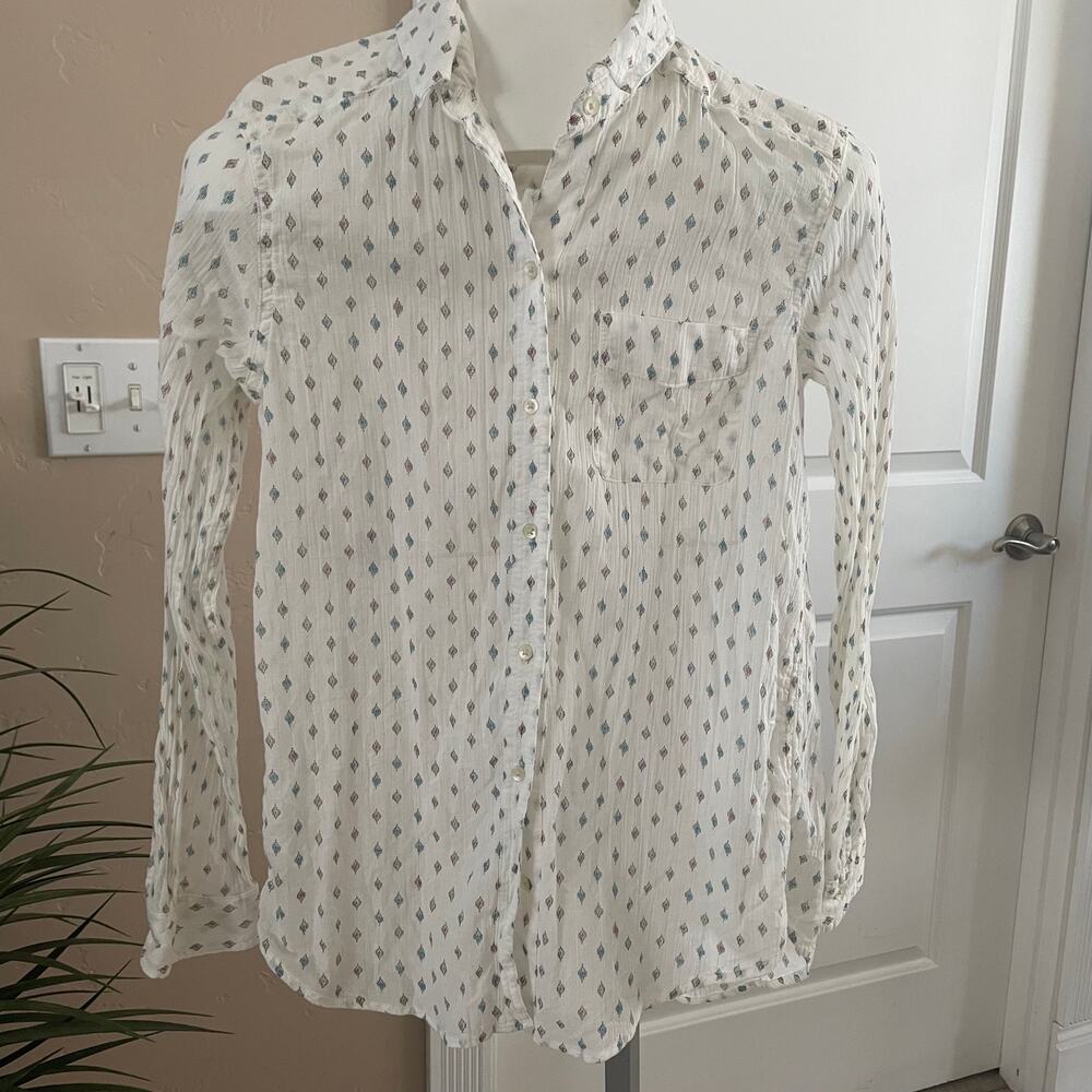 Eddie Bauer Classic Fit Blouse Womens Medium Cotton Button Up
